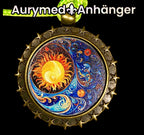 Amulett – bronzefarben, Sonne Mond Himmel, Disc in regenbogenfarbend 25 mm – Produktansicht 1