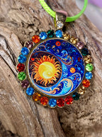 Amulett Glamour – Strassteine, Sonne – Mond – Sterne – Produktansicht 1
