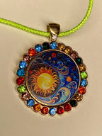 Amulett Glamour – Strassteine, Sonne – Mond – Sterne – Produktansicht 1