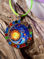 Amulett Glamour – Strassteine, Sonne – Mond – Sterne – Produktansicht 1