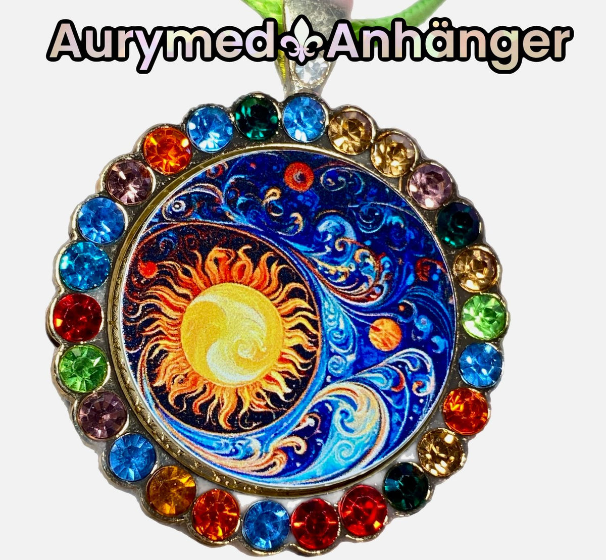Amulett Glamour – Strassteine, Sonne – Mond – Sterne – Produktansicht 1