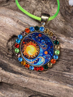Amulett Glamour – Strassteine, Sonne – Mond – Sterne – Produktansicht 1