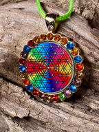 Amulett Glamour – Strassteine, Blume des Lebens – Produktansicht 1