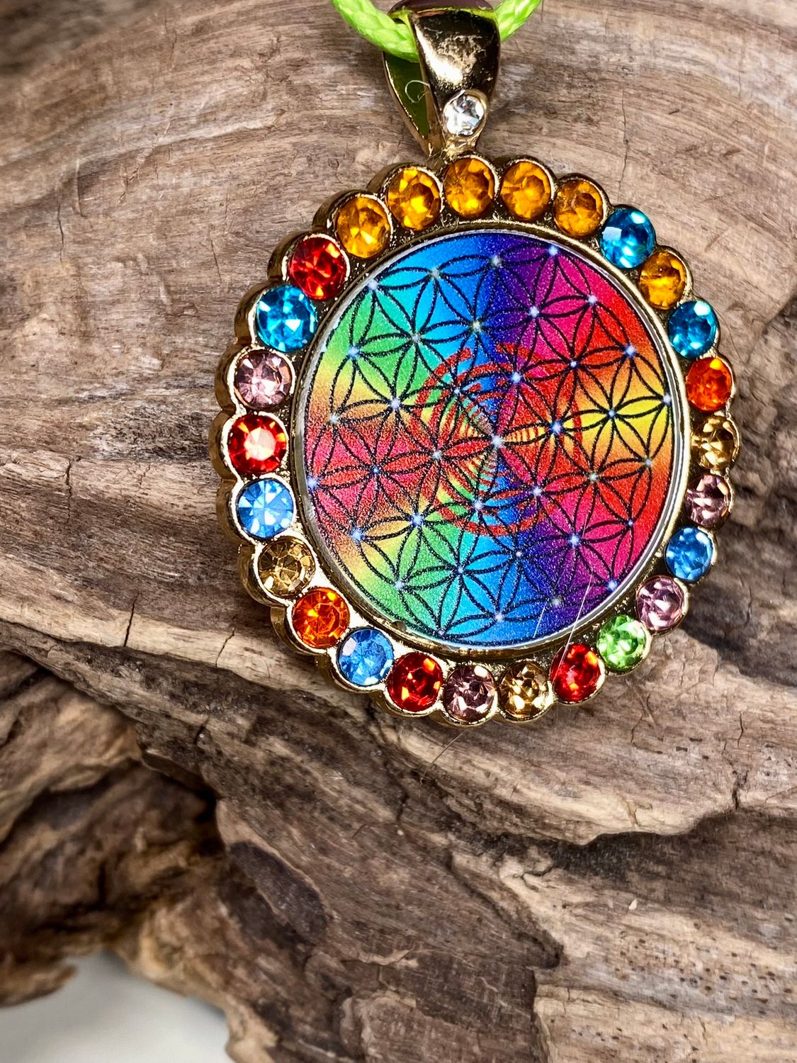 Amulett Glamour – Strassteine, Blume des Lebens – Produktansicht 1