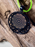 Amulett – schwarz, Dodecagram, Disc in schwarz, 25 mm, goldlegiert, kupferunterlegt – Produktansicht 1