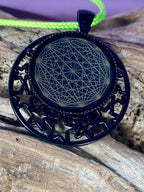Amulett – schwarz, Dodecagram, Disc in schwarz, 25 mm, goldlegiert, kupferunterlegt – Produktansicht 1