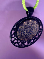 Amulett – schwarz, Dodecagram, Disc in schwarz, 25 mm, goldlegiert, kupferunterlegt – Produktansicht 1