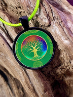 Amulett – schwarz, Baum des Lebens grün, Disc 25 mm – Produktansicht 1