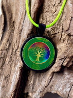 Amulett – schwarz, Baum des Lebens grün, Disc 25 mm – Produktansicht 1