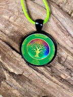Amulett – schwarz, Baum des Lebens grün, Disc 25 mm – Produktansicht 1