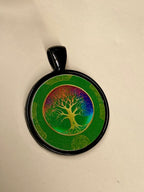 Amulett – schwarz, Baum des Lebens grün, Disc 25 mm – Produktansicht 1