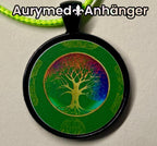 Amulett – schwarz, Baum des Lebens grün, Disc 25 mm – Produktansicht 1