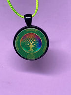 Amulett – schwarz, Baum des Lebens grün, Disc 25 mm – Produktansicht 1