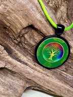 Amulett – schwarz, Baum des Lebens grün, Disc 25 mm – Produktansicht 1