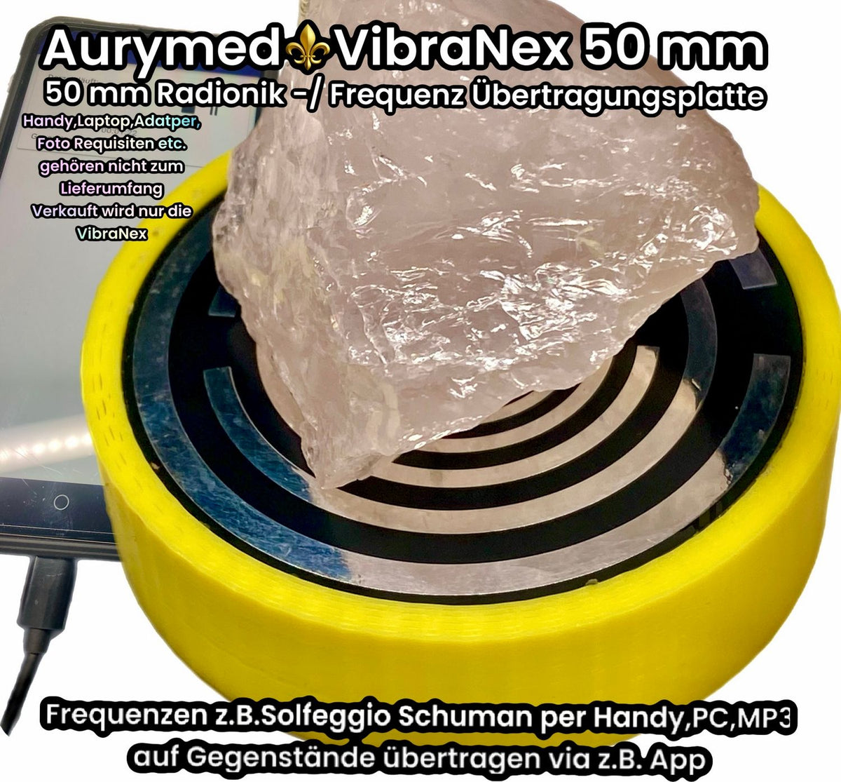 50 mm VibraNex flach, gelb, Oberflächenplatte zinnlegiert – Produktansicht 1