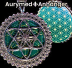 Amulett – Metatron – Blume des Lebens als – Metatron + Blume des Lebens – 32 mm / goldlegiert / Fassung – Produktansicht 1