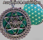 Amulett – Metatron – Blume des Lebens als – Metatron + Blume des Lebens – 32 mm / goldlegiert / Fassung – Produktansicht 1