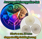 38 mm Disc 6er-Set – 6 Stück – 3fach Triskele – Fantasie Symbolik – goldlegiert – Produktansicht 1