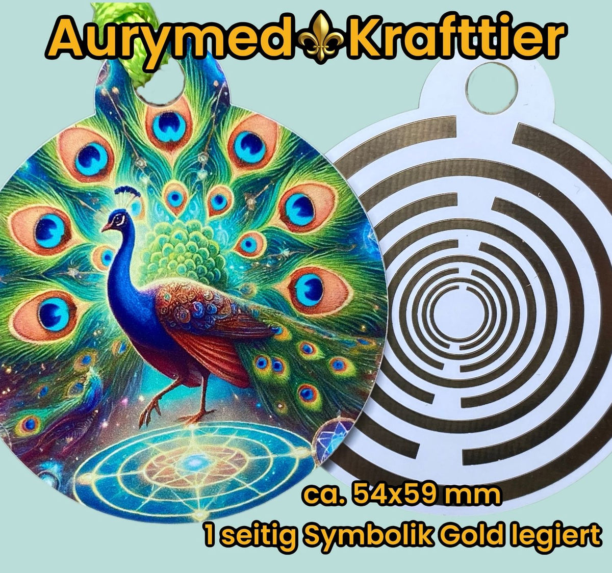 Krafttier Anhänger Pfau – Produktansicht 1