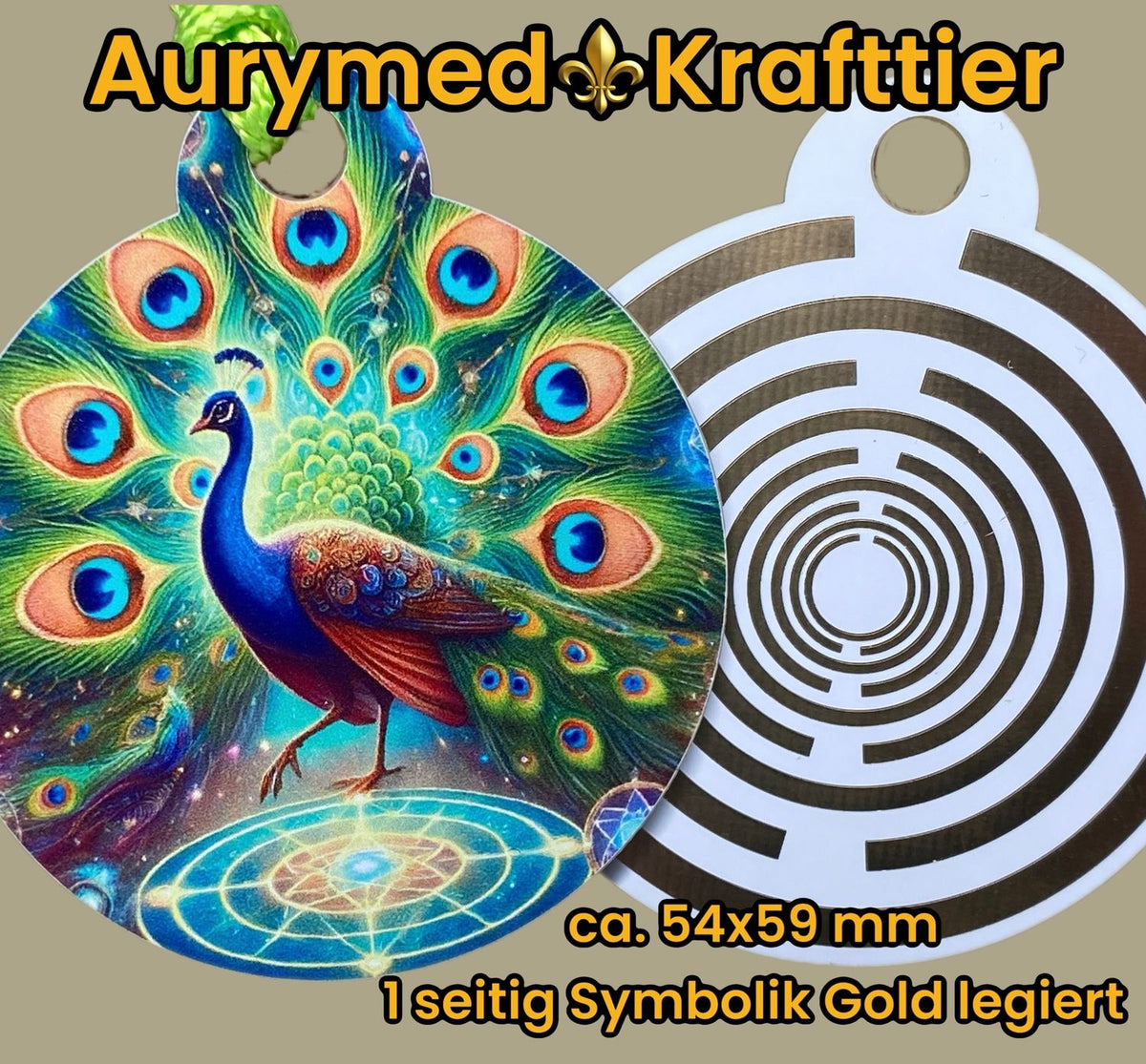 Krafttier Anhänger Pfau – Produktansicht 1