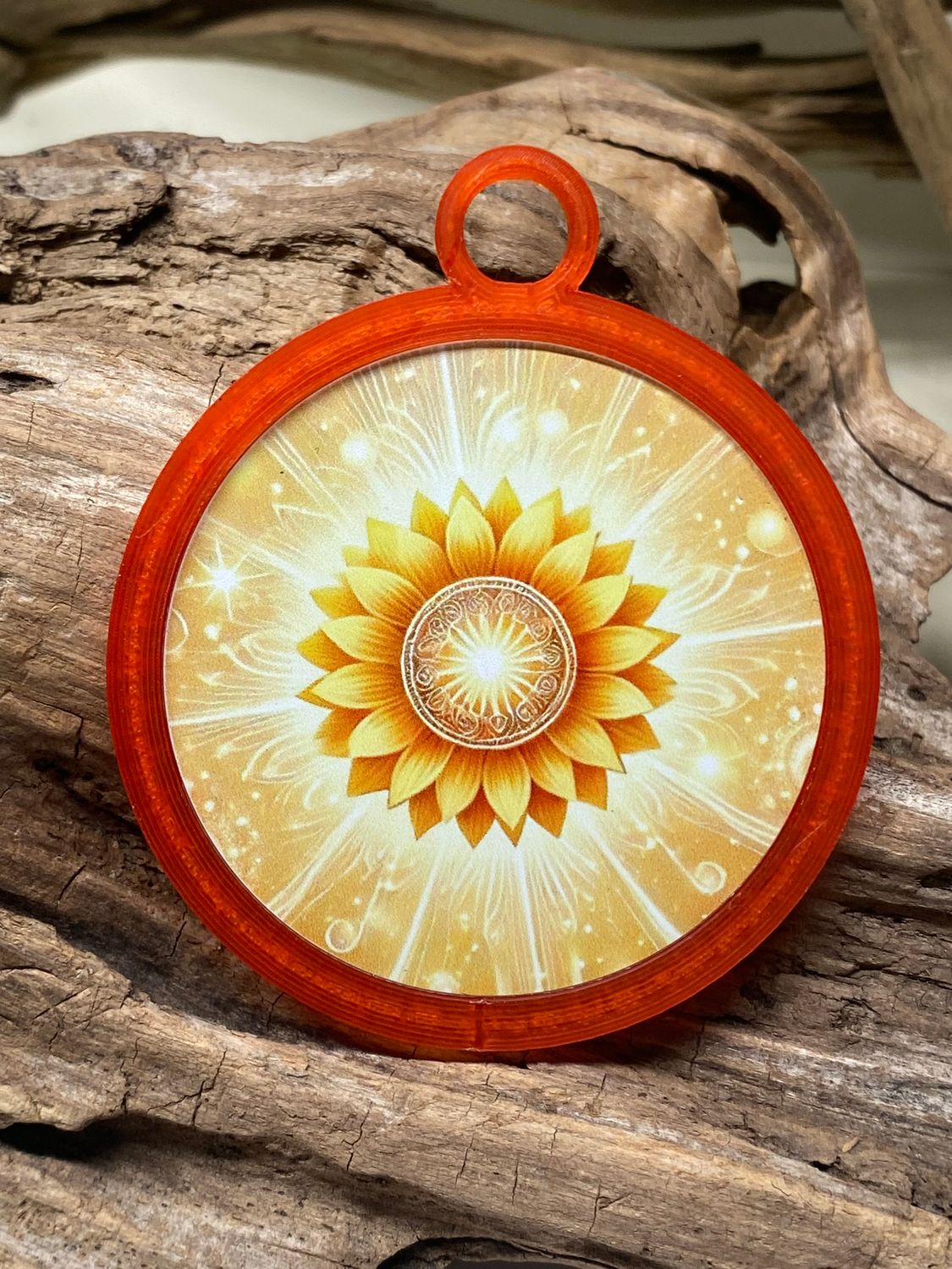 Anhänger Sonnenblume mit PLA Ring (Farbe wählbar) – Produktansicht 5