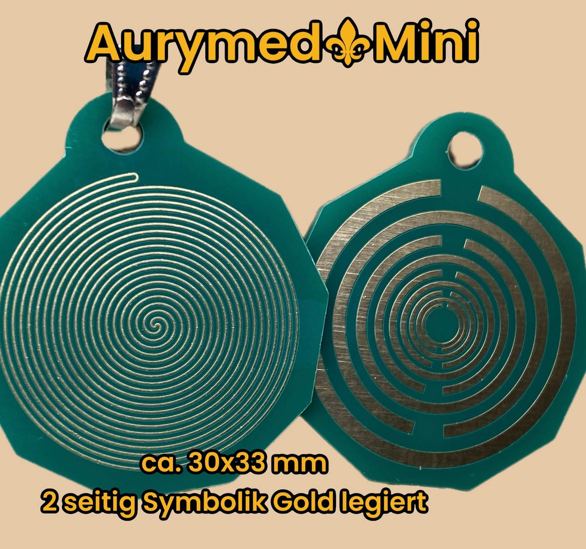 Anhänger Mini Serie eckig – Lakhovsky MWOn Symbol Design – Bifilar / Fermat – Produktansicht 1