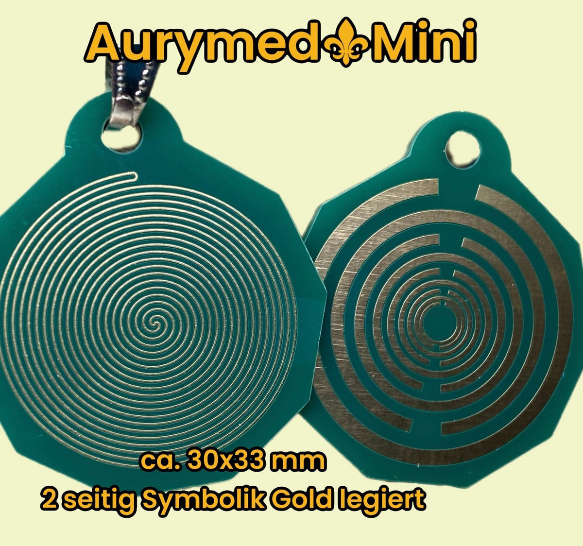 Anhänger Mini Serie eckig – Lakhovsky MWOn Symbol Design – Bifilar / Fermat – Produktansicht 1