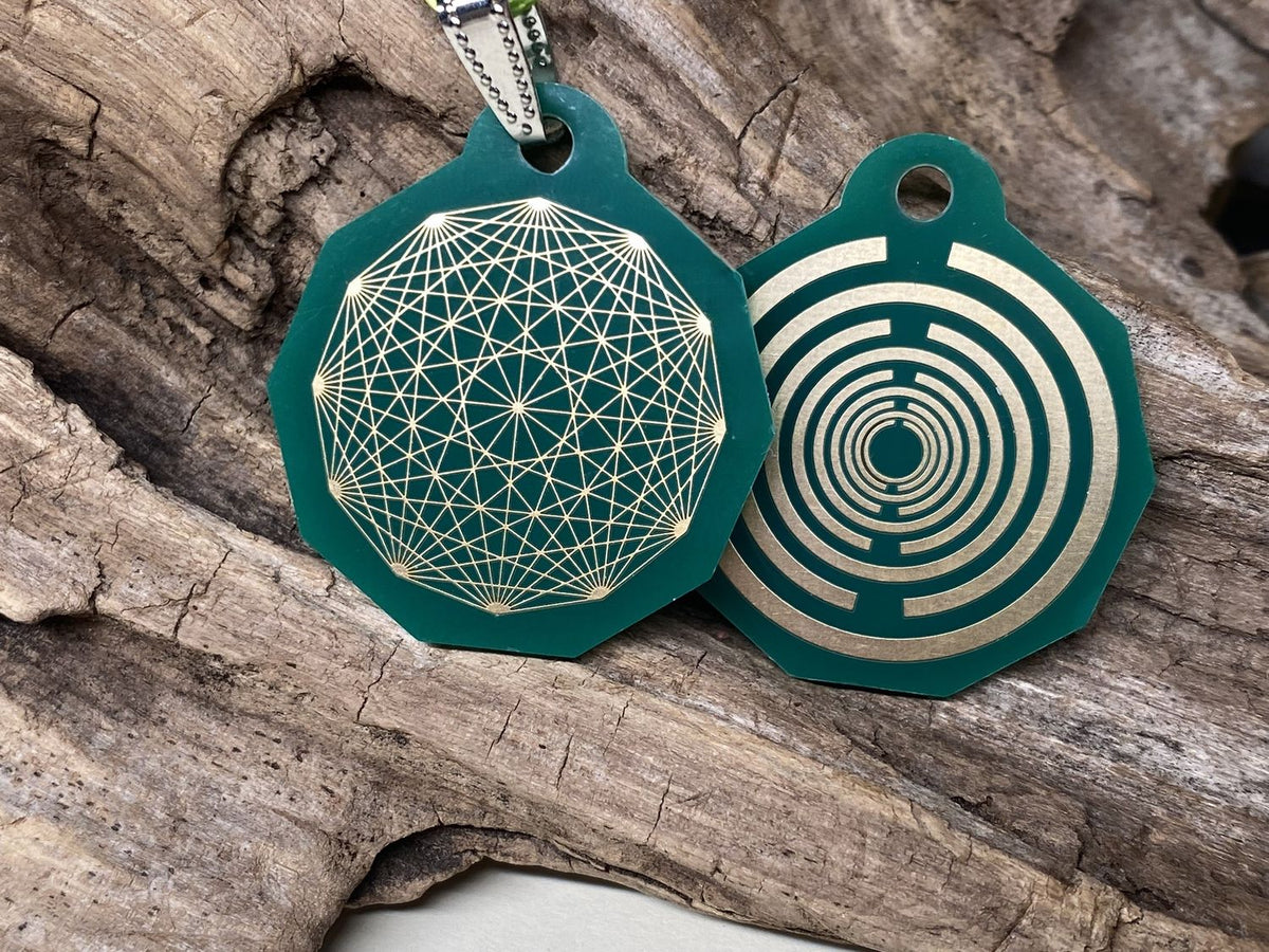 Anhänger Mini Serie eckig – Lakhovsky MWOn Symbol Design – Dodecagram (12 – er Stern) – Produktansicht 1