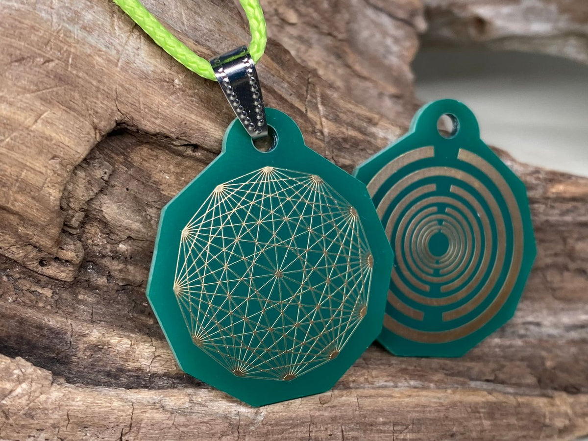 Anhänger Mini Serie eckig – Lakhovsky MWOn Symbol Design – Dodecagram (12 – er Stern) – Produktansicht 1