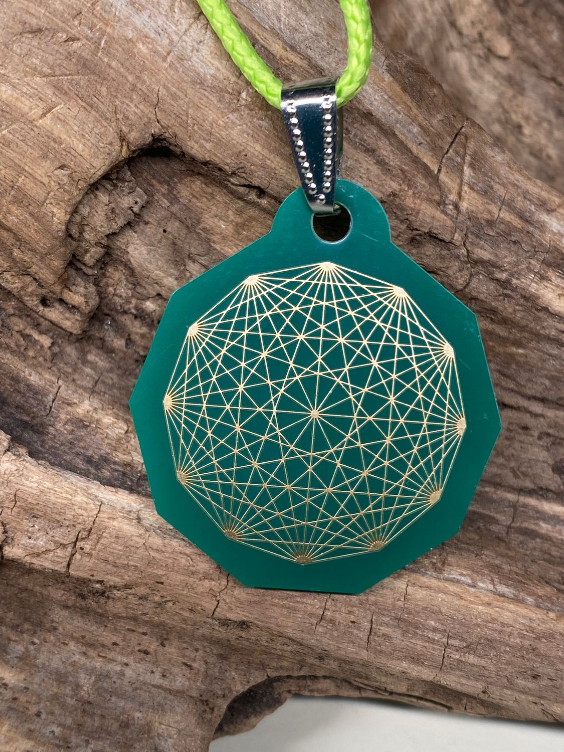 Anhänger Mini Serie eckig – Lakhovsky MWOn Symbol Design – Dodecagram (12 – er Stern) – Produktansicht 1