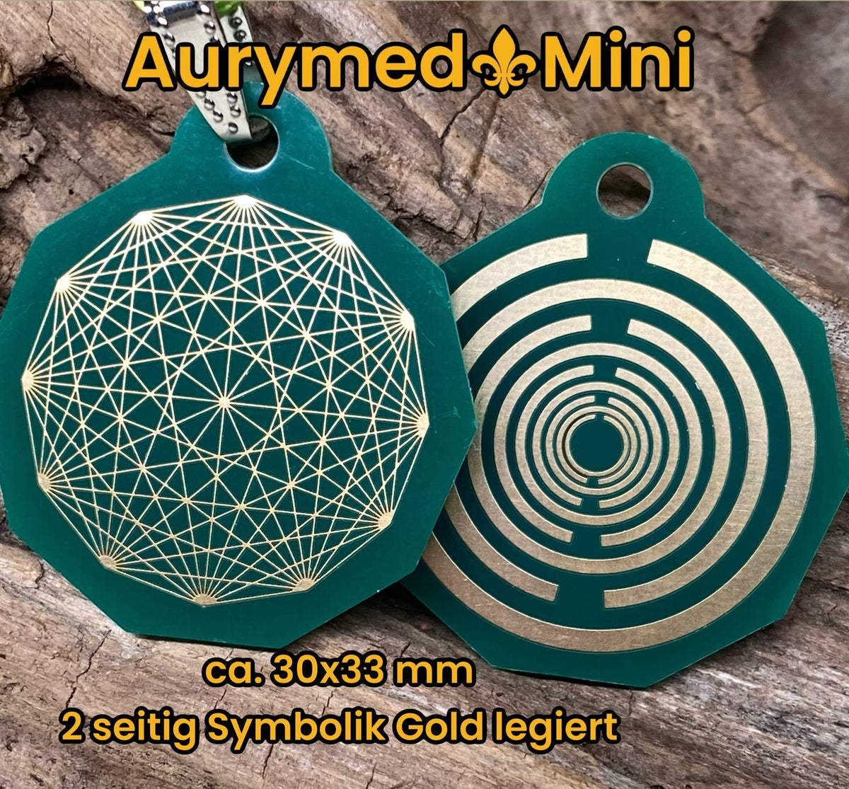 Anhänger Mini Serie eckig – Lakhovsky MWOn Symbol Design – Dodecagram (12 – er Stern) – Produktansicht 1