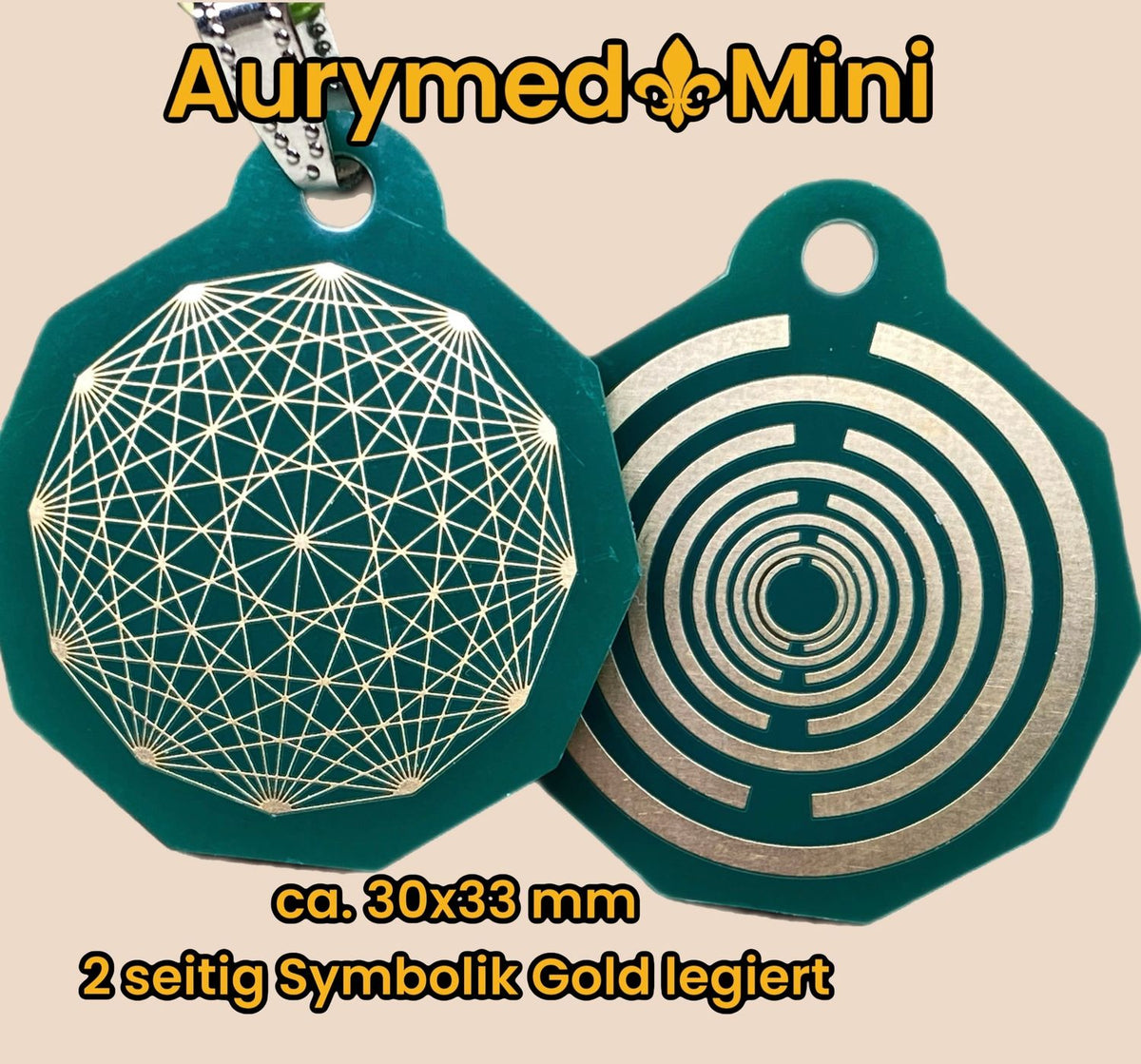 Anhänger Mini Serie eckig – Lakhovsky MWOn Symbol Design – Dodecagram (12 – er Stern) – Produktansicht 1