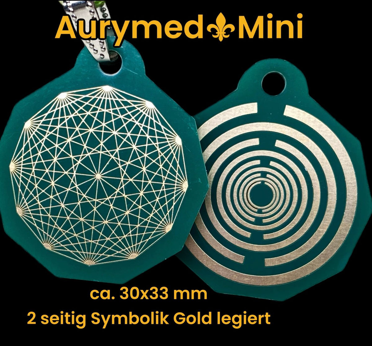 Anhänger Mini Serie eckig – Lakhovsky MWOn Symbol Design – Dodecagram (12 – er Stern) – Produktansicht 1