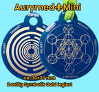 Anhänger Mini Serie rund – Lakhovsky MWOn Symbol Design – Metatron und "Ich bin" Mantren – Produktansicht 1
