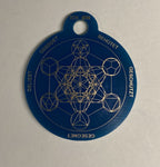 Anhänger Mini Serie rund – Lakhovsky MWOn Symbol Design – Metatron und "Ich bin" Mantren – Produktansicht 1