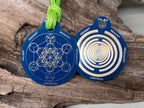 Anhänger Mini Serie rund – Lakhovsky MWOn Symbol Design – Metatron und "Ich bin" Mantren – Produktansicht 1