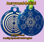 Anhänger Mini Serie rund – Lakhovsky MWOn Symbol Design – Metatron und "Ich bin" Mantren – Produktansicht 1