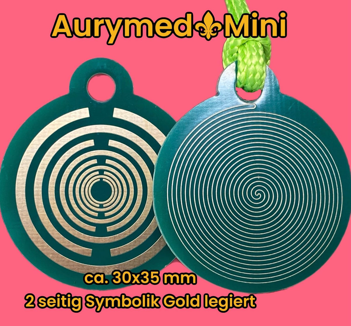 Anhänger Mini Serie rund – Lakhovsky MWOn Symbol Design – Fermat (Bifilar Spule) – Produktansicht 1