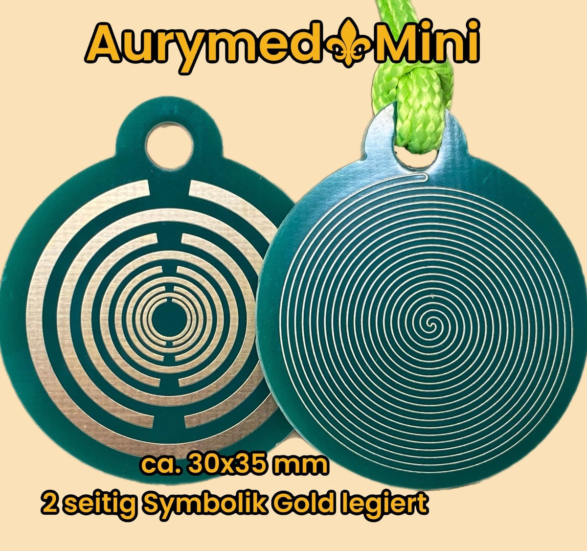 Anhänger Mini Serie rund – Lakhovsky MWOn Symbol Design – Fermat (Bifilar Spule) – Produktansicht 1
