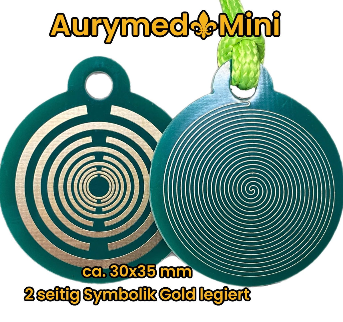 Anhänger Mini Serie rund – Lakhovsky MWOn Symbol Design – Fermat (Bifilar Spule) – Produktansicht 1