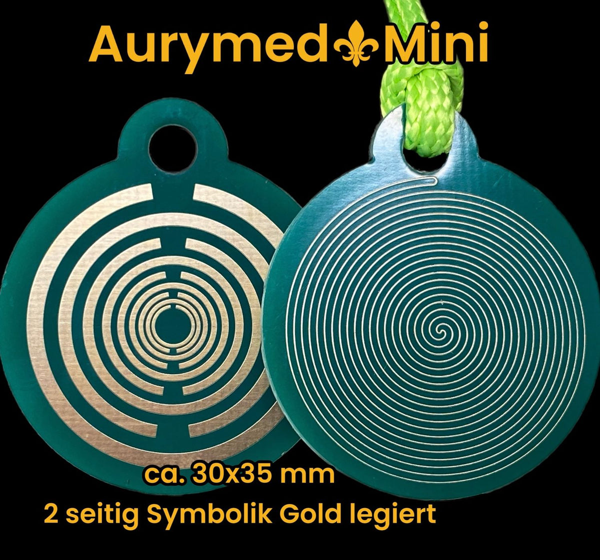 Anhänger Mini Serie rund – Lakhovsky MWOn Symbol Design – Fermat (Bifilar Spule) – Produktansicht 1