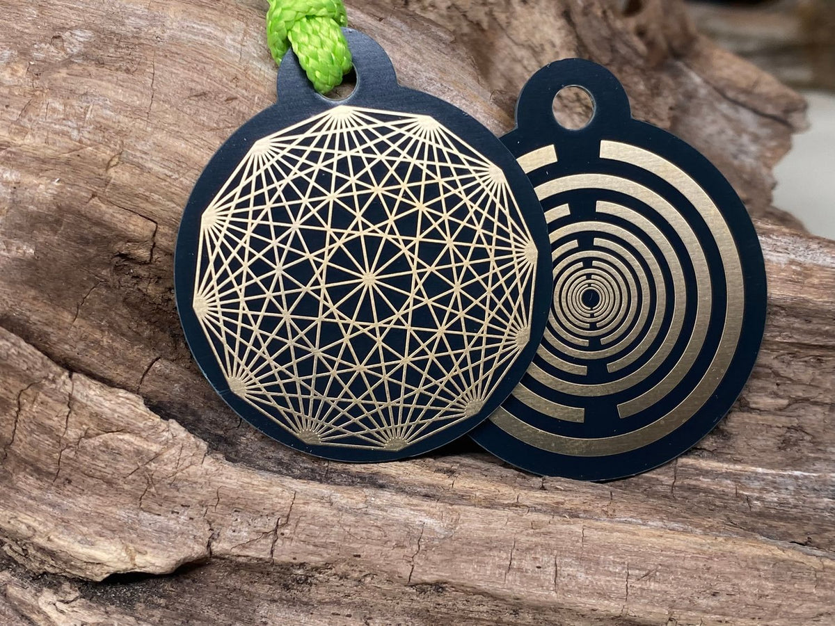 Anhänger Mini Serie rund – Lakhovsky MWOn Symbol Design – Dodecagram, hauchdünn – Produktansicht 1