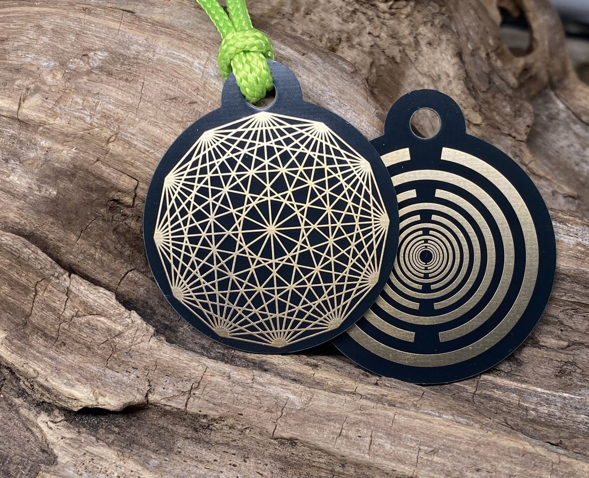 Anhänger Mini Serie rund – Lakhovsky MWOn Symbol Design – Dodecagram, hauchdünn – Produktansicht 1