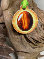 Anhänger Mini Serie rund – Lakhovsky MWOn Symbol Design – Tigeraugensymbol – Produktansicht 1