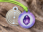 Anhänger Mini Serie rund – Lakhovsky MWOn Symbol Design – Amethyst Symbol – Produktansicht 1