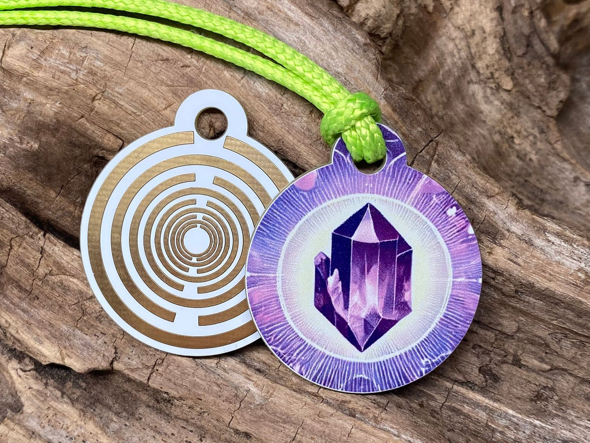 Anhänger Mini Serie rund – Lakhovsky MWOn Symbol Design – Amethyst Symbol – Produktansicht 1