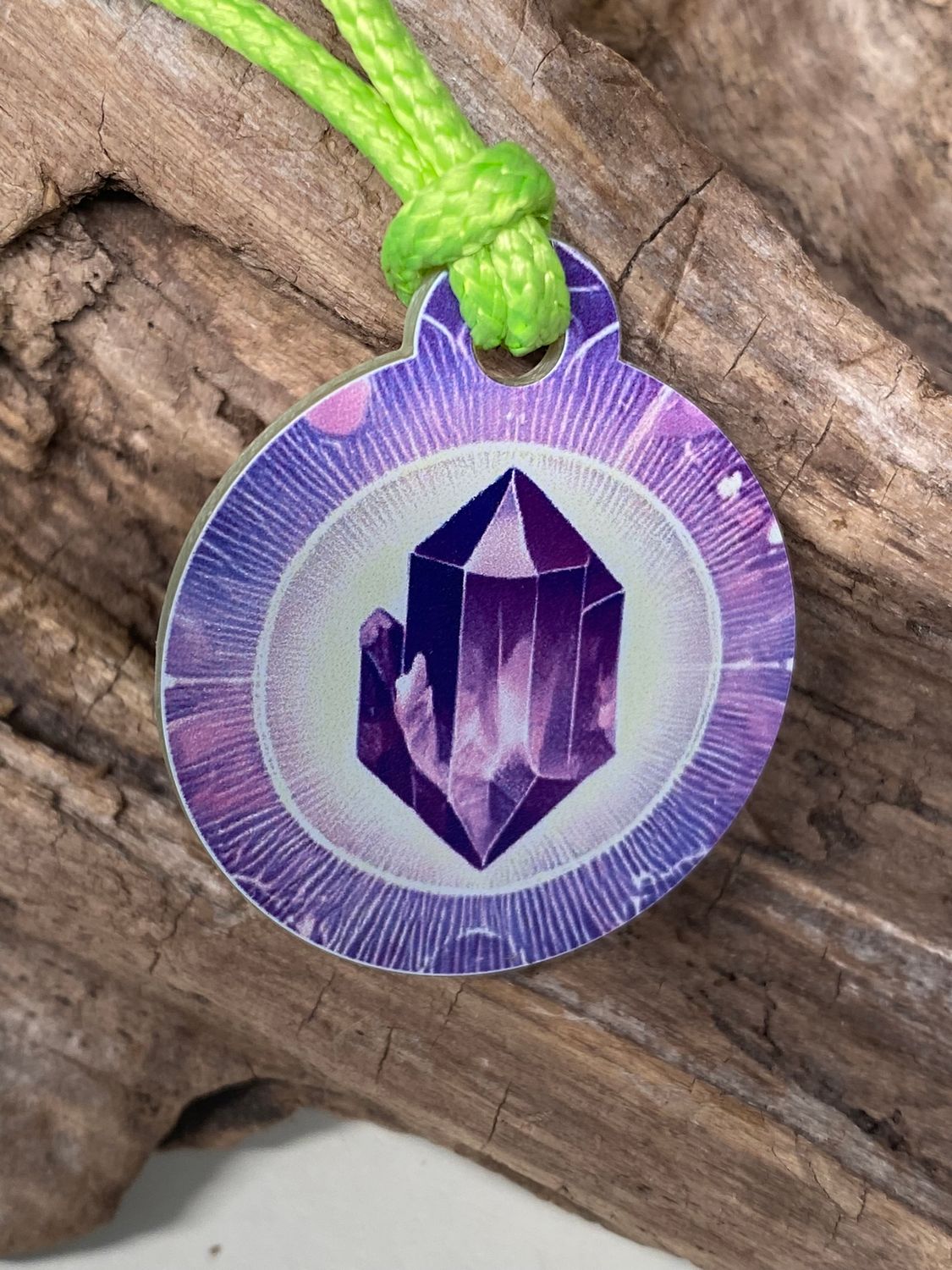 Anhänger Mini Serie rund – Lakhovsky MWOn Symbol Design – Amethyst Symbol – Produktansicht 1