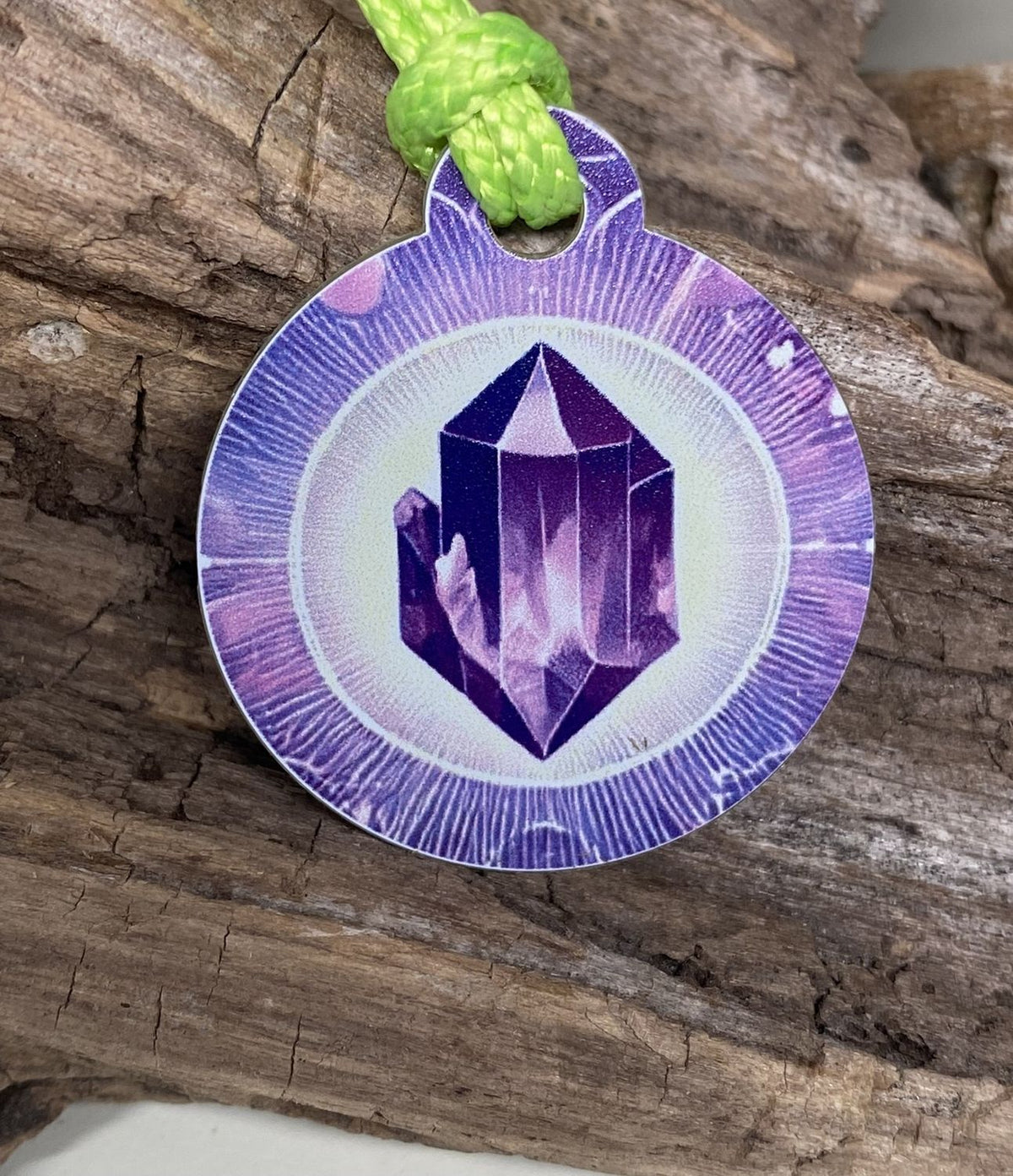 Anhänger Mini Serie rund – Lakhovsky MWOn Symbol Design – Amethyst Symbol – Produktansicht 1