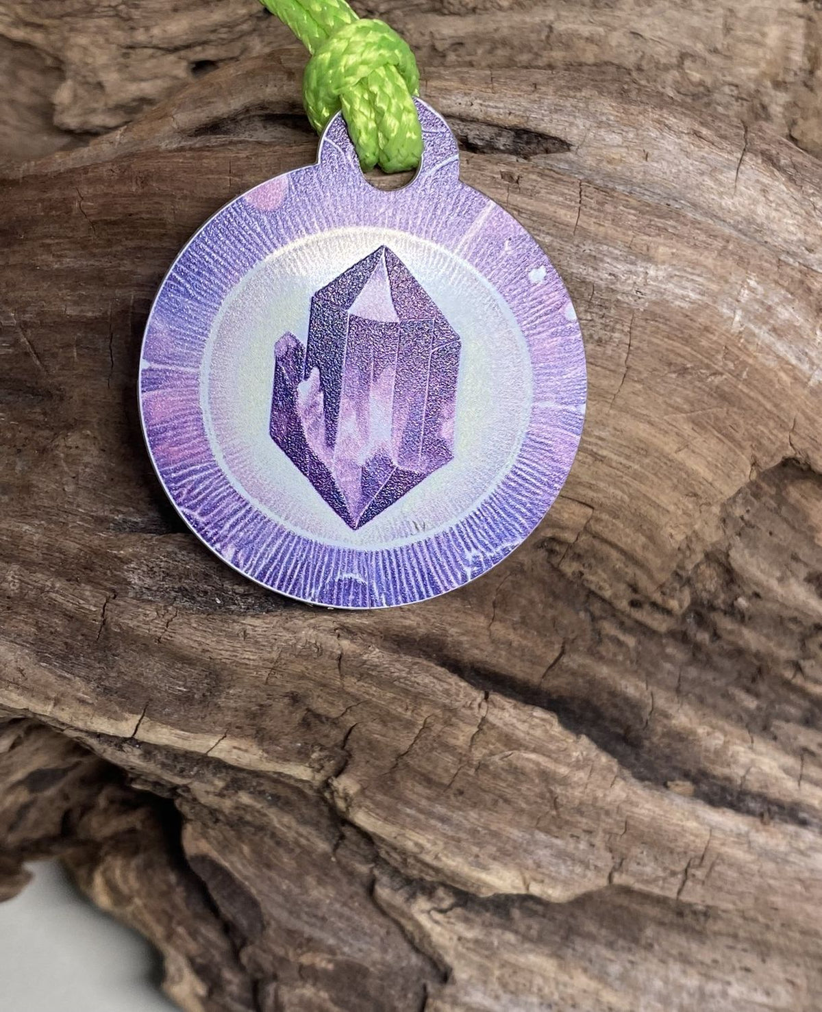 Anhänger Mini Serie rund – Lakhovsky MWOn Symbol Design – Amethyst Symbol – Produktansicht 1