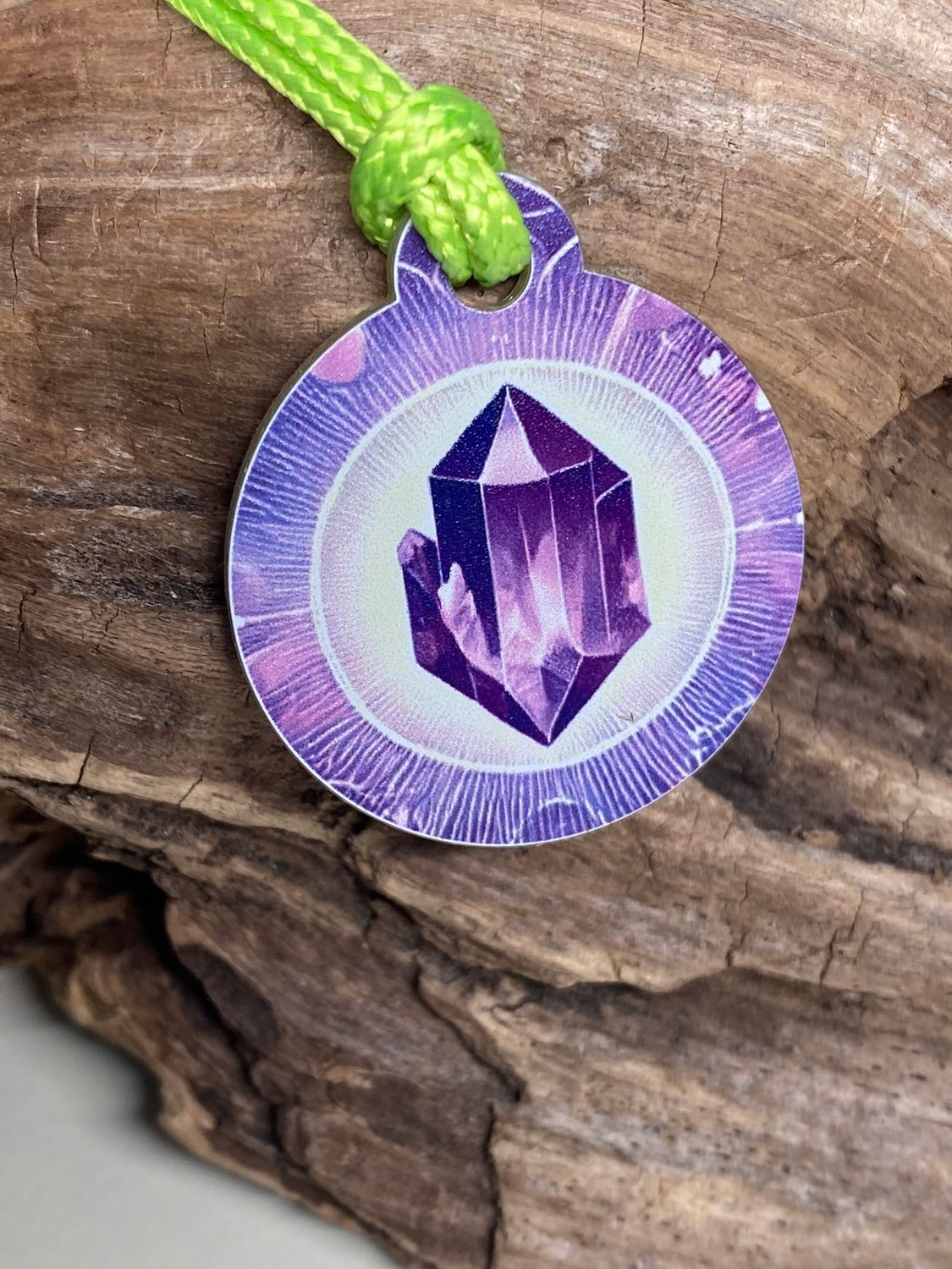 Anhänger Mini Serie rund – Lakhovsky MWOn Symbol Design – Amethyst Symbol – Produktansicht 1